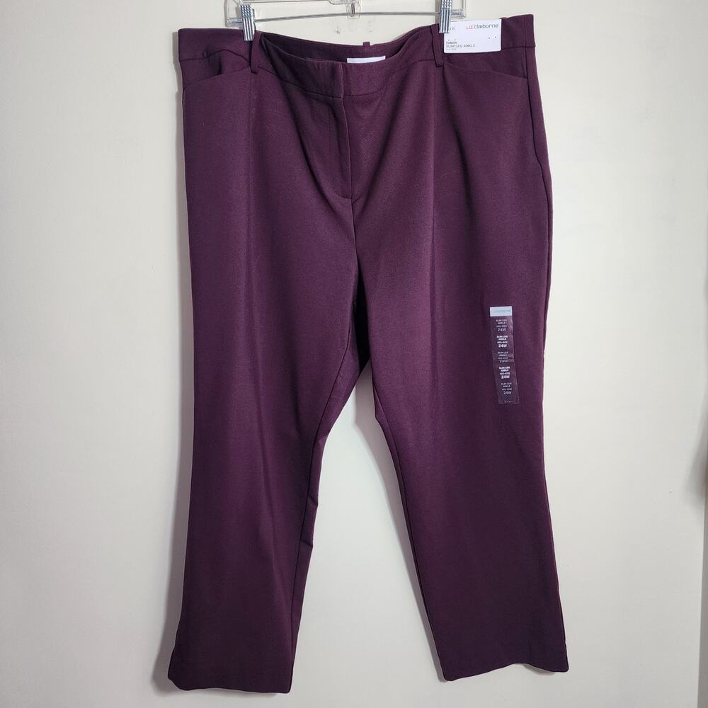 Liz‎ Claiborne NWT Emma maroon mid-rise slim leg ankle pants woman's size 24W - Picture 10 of 13